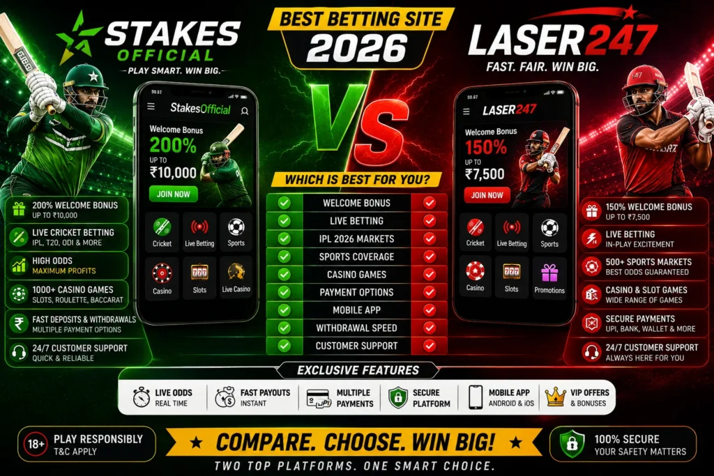 StakesOfficial vs Laser247 2026: Complete Comparison